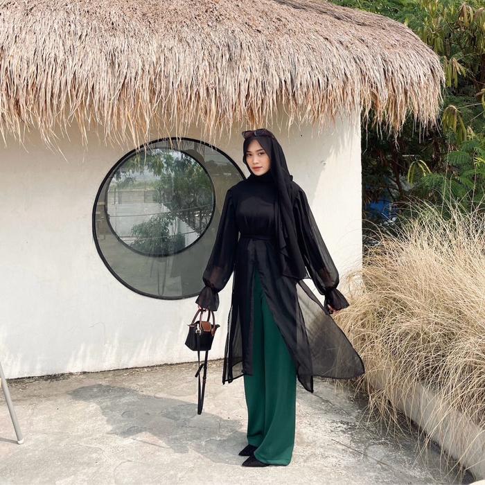 Azzura outer tunik - Outer sifon transparan - Outer panjang wanita - Outer polos panjang