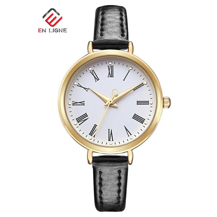 EN LIGNE - Jam Tangan Kasual Wanita Bulat Mini Tali Kulit EL117MN