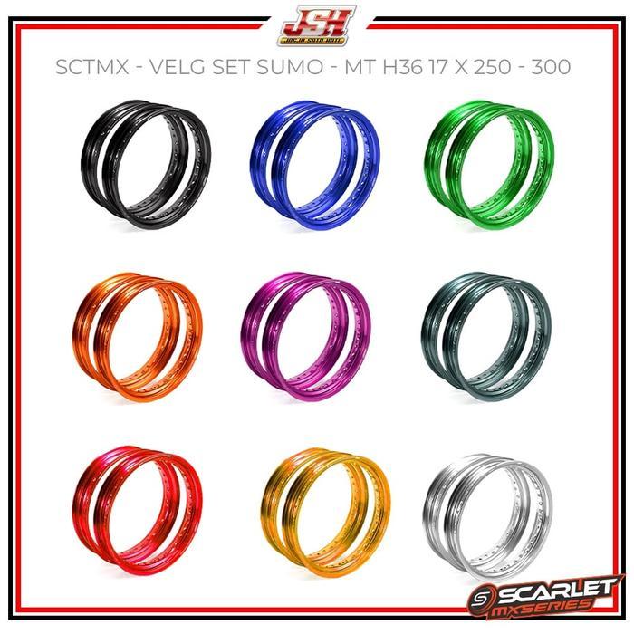 Velg Scarlet Mt 36 Hole 17 250 300 350 425 Lingkaran Tapak Lebar Pelk Pelek Set Supermoto Crf Klx Wr