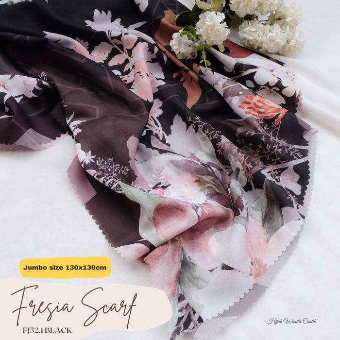 Hira - Hijabwanitacantik - Fresia Scarf Polycotton Jumbo | Hijab Printing Segi Empat Scarf Jumbo