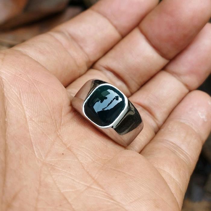 batu cincin bacan doko coklat keristal biru kenari original