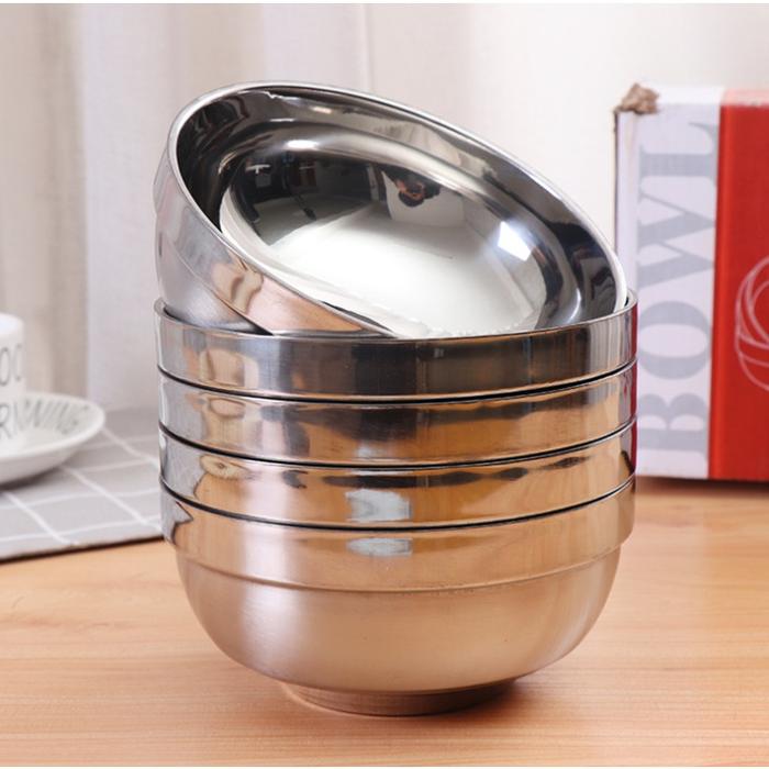 Mangkuk Anti Panas Mangkuk Stainless Steel Tebal Mangkok Nasi Mangkuk Soup Mangkuk Ringan Mangkuk Te