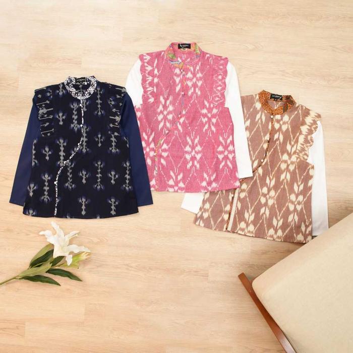 Sovinska Blouse Atasan Wanita M2 Coklat Tenun New Model