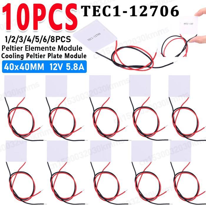 1-10Pcs Tec1-12706 Heatsink Thermoelectric Cooler 12V 5.8A Peltier Elemente Module 40X40Mm For Cooli