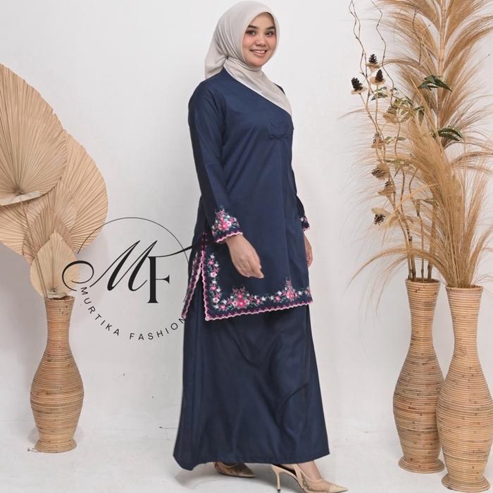 Murtikafashion-Setelan Baju Muslimah Melayu Wanita Pakaian Kerja ASN Motif Bordiran Terbaru Seraga