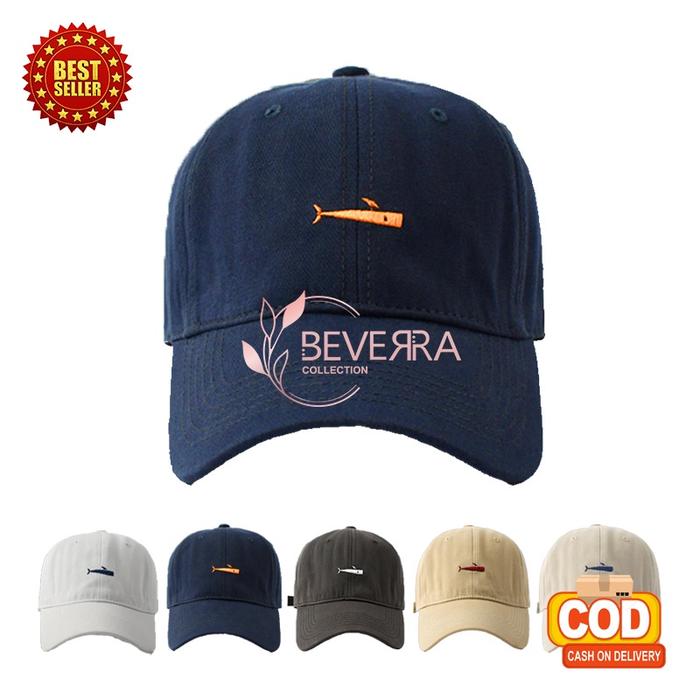 Topi Baseball Pria Wanita Dewasa Bordir Ikan Paus Bahan Katun Premium Outdoor Sport Casual Cap Berku