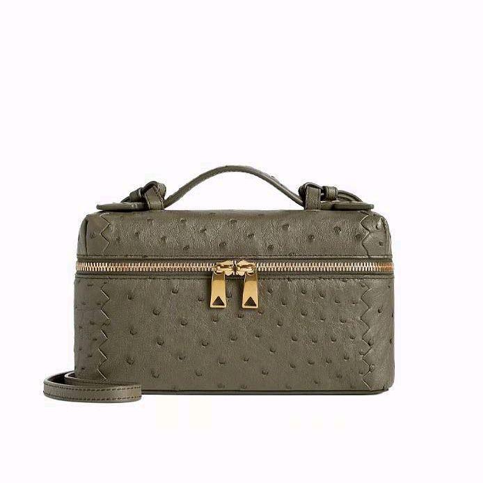 Bottega Veneta Bang Bang Vanity Case Intrecciato Bag in Cypress Ostrich Leather Ghw