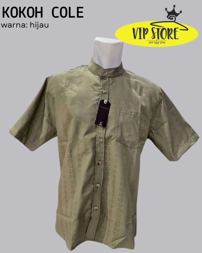 Koko Cole Dewasa Lengan Pendek Warna Hijau Army Ukuran M-XXL