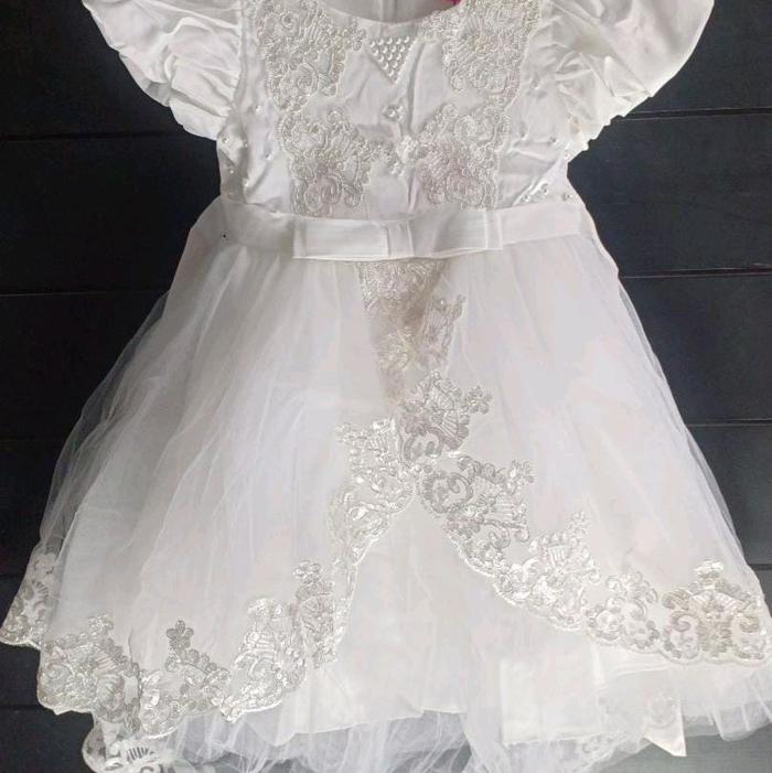 Gaun Kebaya Brokat Modern Anak Perempuan/ Dress Putih Pesta Anak Cewek/ Gaun Brokat Putih Anak Perem