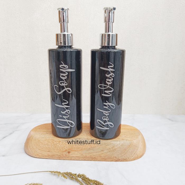 WHT-250 Botol Sabun Cair Pump Hitam Glossy Silver Aesthetic 250mL Luxury Estetik Free Label - Full S
