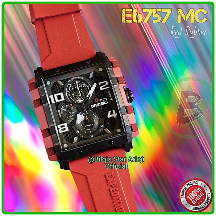 Jam Tangan Expedition Pria Kotak E6757 Mc Tali Karet FKM Original 100%