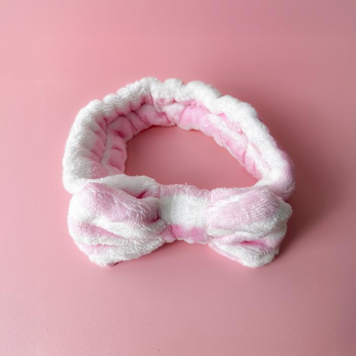 Headband Korea Fluffy Bow - Bandana Imut untuk Skincare & Makeup!
