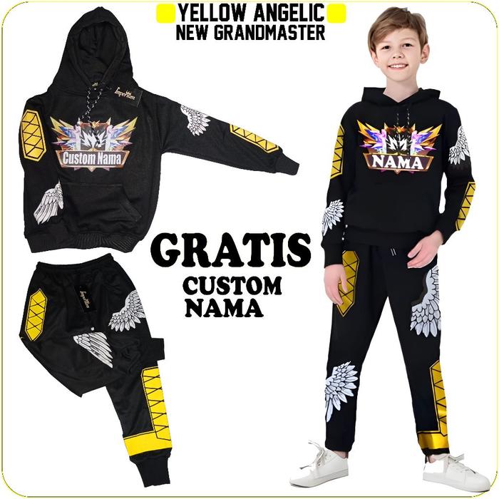 Setelan Jaket Sweater Free Fire Anak Hoodie GRANDMASTER TERBARU dan Celana FF Kaos Angel Gaming