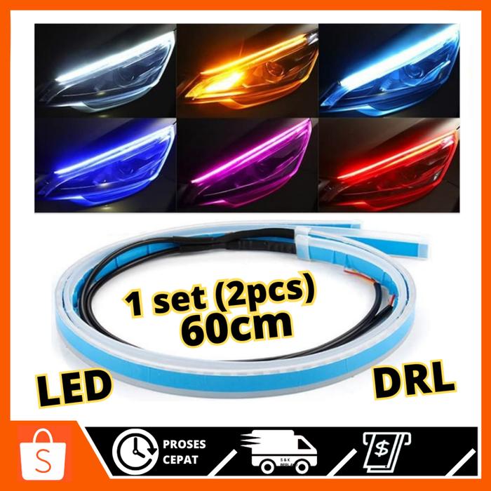 LAMPU LED DRL ALIS 60CM DAYTIME RUNNING LIGHT DRL STRIP SEIN WATERPROOF FLEKSIBEL 1 SET SEPASANG SRM