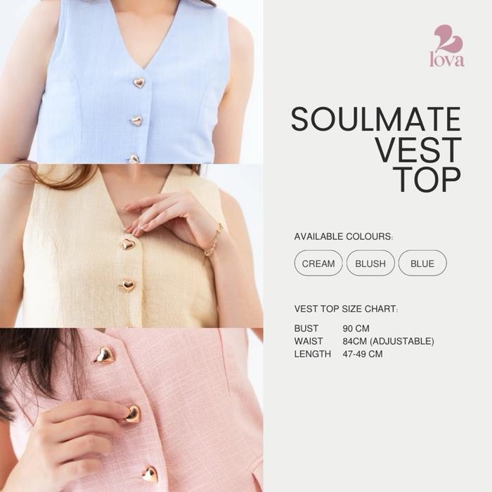 LOVA - Soulmate VEST | Pakaian Atasan Wanita | Vest Wanita | Vest Casual Top | Rompi kekinian | Romp