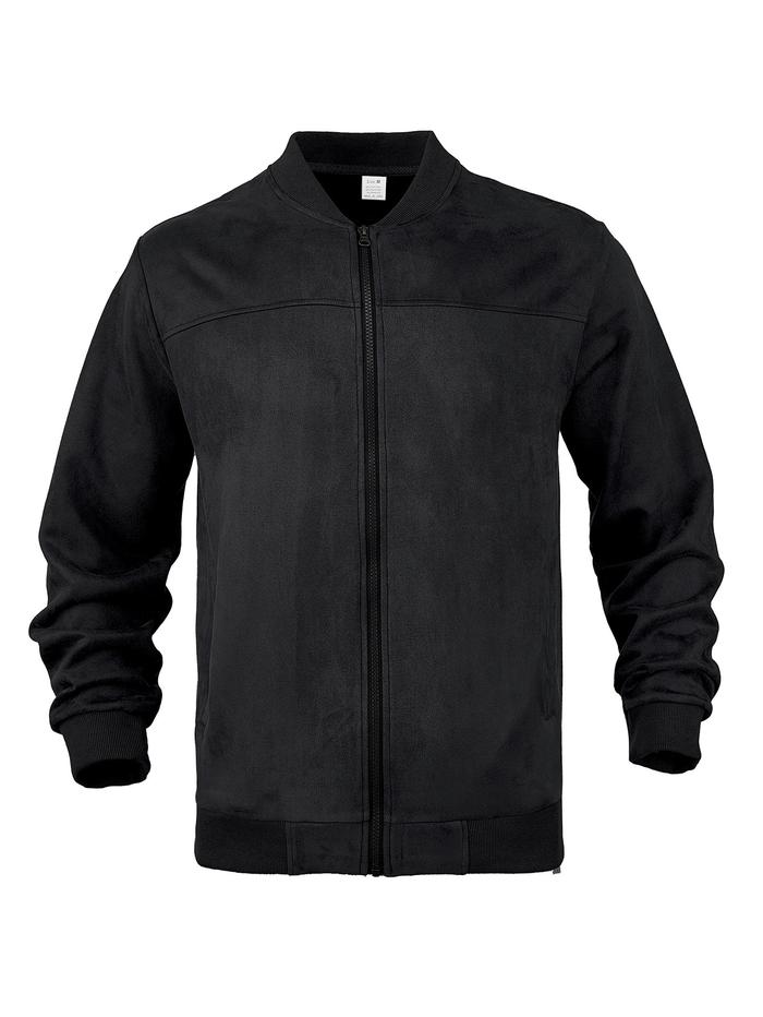 European and American autumn men's suede flight jacket solid color zipper cardigan American retro lo