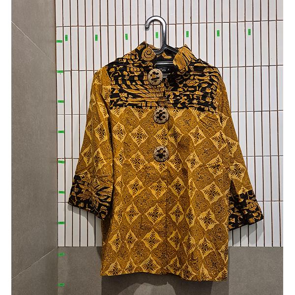 Preloved Blouse Batik Wanita Sogan Motif kawung Kombinasu, High Quality, Traditional batik Pattern