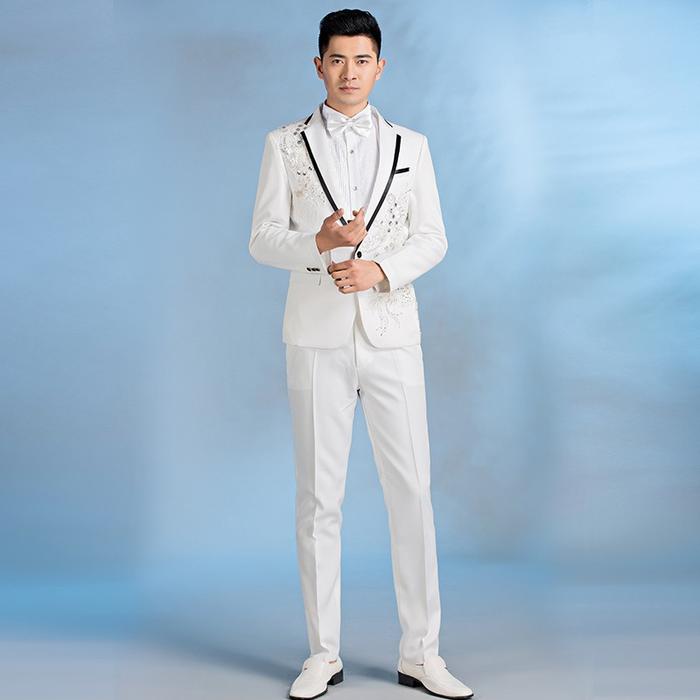Pengantin pria Pakaian Suits 4 Warna Merah Biru Hitam Putih 3pcs/set Men Jas