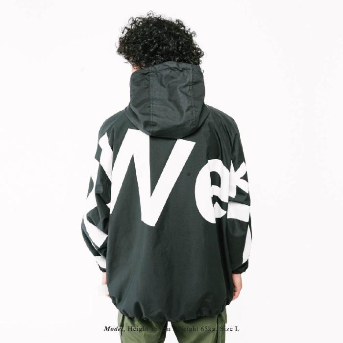 UNKL347 Jaket Pria Windbreaker Warna Hitam Sablon DREX