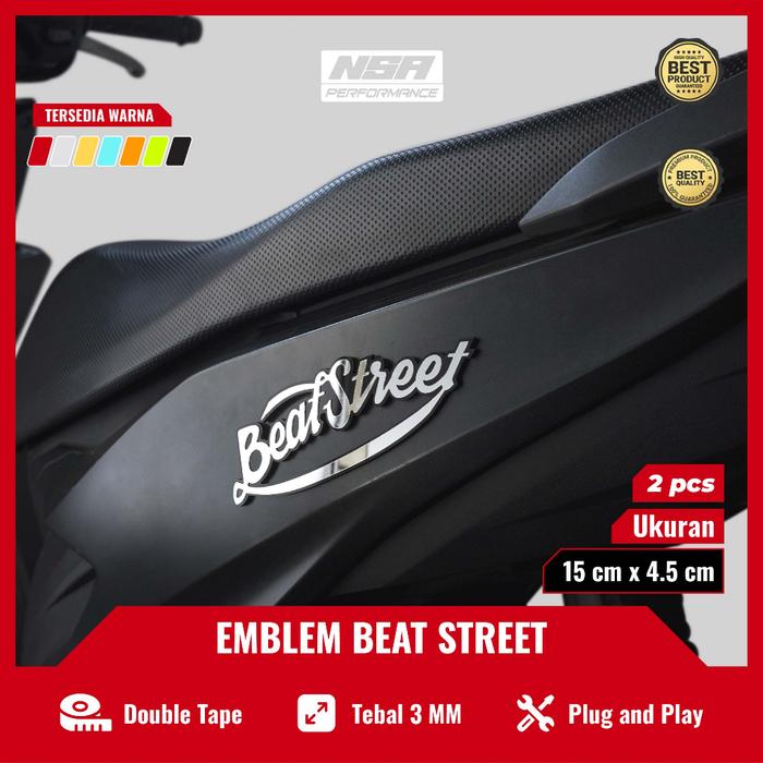 NSA 2PCS EMBLEM BEAT STREET STIKER BEAT STREET EMBLEM MOTOR STICKER TIMBUL 3D HONDA BEAT STREET LOGO