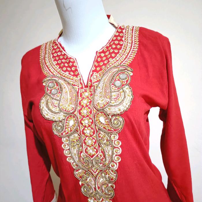 setelean rok india pakistan mewah megar lingkar dada 90 cm lucu unik warna merah
