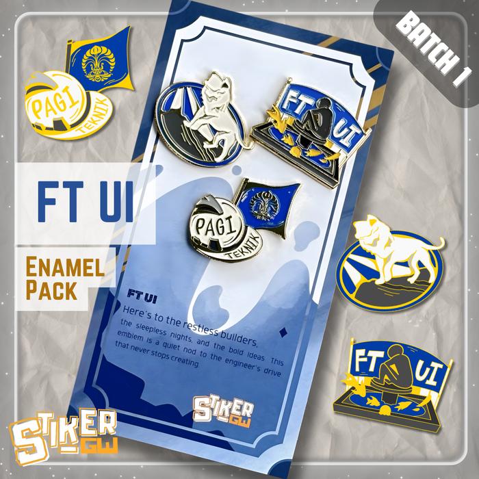 [BERIZIN RESMI] Enamel Pack UI – FT | 3 Enamel Pin Fakultas Teknik Universitas Indonesia | StikerGW