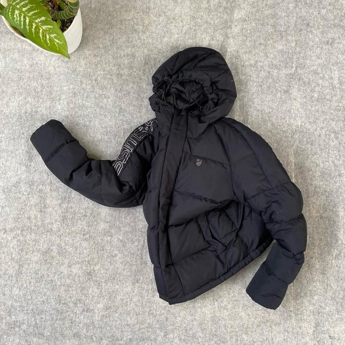 Winter jacket puffer goose down K-Swiss super cakep hitam pekat like new