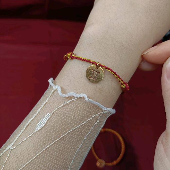 Gelang Tangan 12 Zodiak Mewah Simpul Kombinasi Gold ZDG5 Zodiak Stainless Anti karat Tali Anti luntu