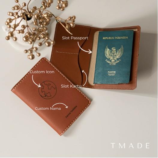 Passport Case Custom Nama / Passport Cover Kulit Custom Leather By TMADE / CUSTOM NAMA
