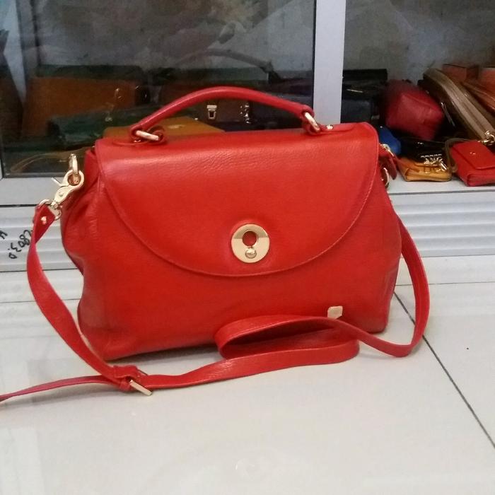 Papillon Leather's tas kulit selendang panjang wanita Bandung k 3177 merah