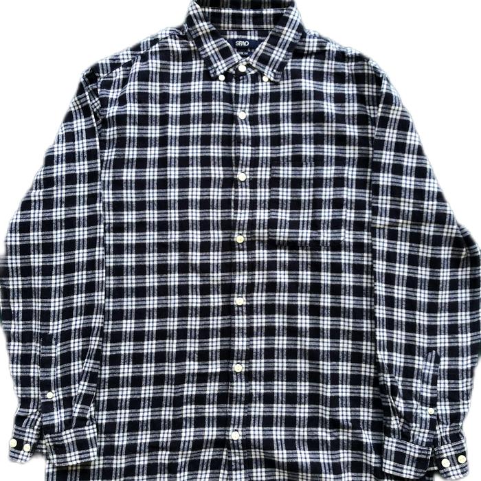 KEMEJA/FLANEL SPAO JAPAN KOTAK KOTAK HITAM PUTIH
