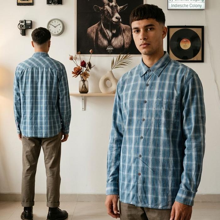 Kemeja Casual Kantor Pria Lengan Panjang Timberland Plaid Long Sleeve Gorpcore Classic Vintage Shirt