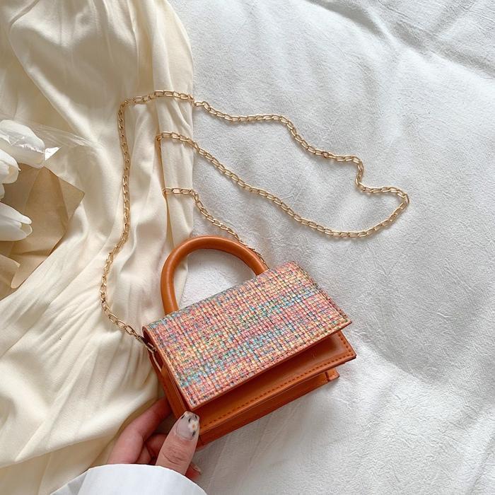 Tas Selempang Mini HP Rajut Rantai Gold DD85 Tas Mini Wanita Import