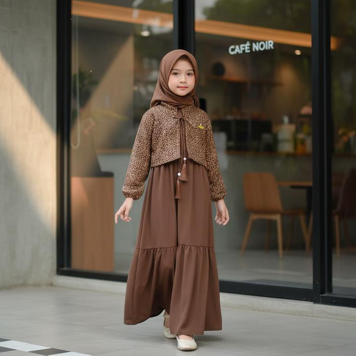 Gamis Anak Pesta Bolero Elegan. Setelan busana muslim anak yang manis dan modis Gamis flowy dipaduka