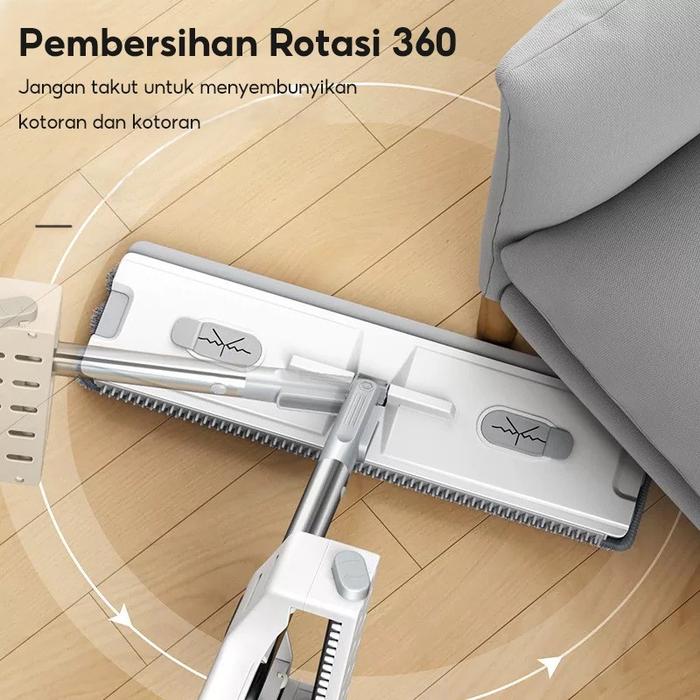 42cm Alat Pel Lantai Datar Jumbo Pel Cuci Peras Otomatis Memiliki Wiper Anti Karat Kain Microfiber S