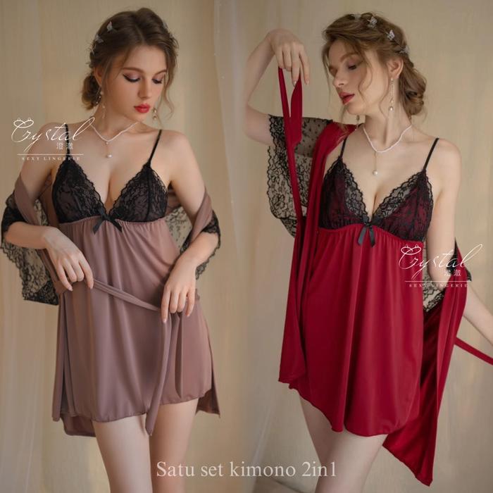 Termurah !! Crystal Lingerie Sexy Kimono Bigsize / Baju Tidur Lingerie Sexy Wanita / Sexy Lingerie K