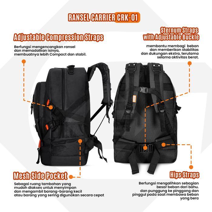 Tas Ransel Pria Carrier Goldvers Backpack 50L Gunung Hiking Travel Bag