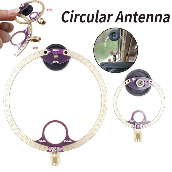 2pcs Circular Antenna UV UHF + VHF FM Mini Loop Antenna 400M-470MHz