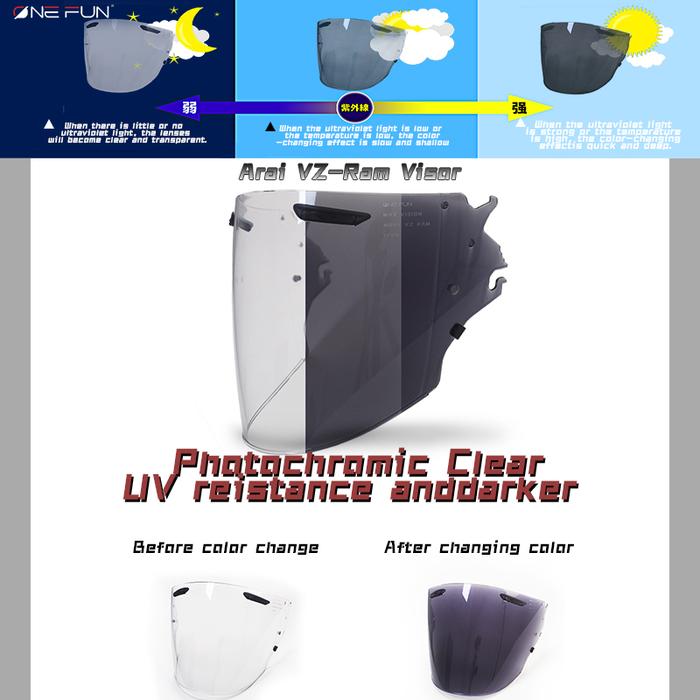VZ RAM Photochromic For VZ RAM VZ-RAM RAM-X SZ-R VAS-Z 3/4 Photochromic Helmet Lens Mask Shield For 