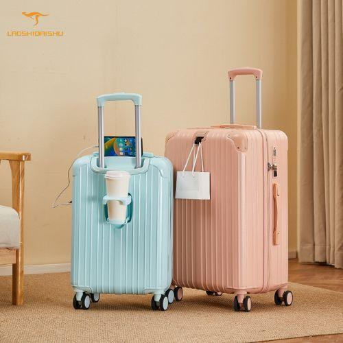 Laoshidaishu Koper Travel Luggage Cabin size 22 Inch Cantelan Luggage Kekinian Bahan PC Kabin