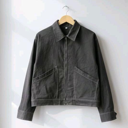 Ayesa - Mind Outer Shirt Zipper Kemeja Panjang Boxy Pria Wanita