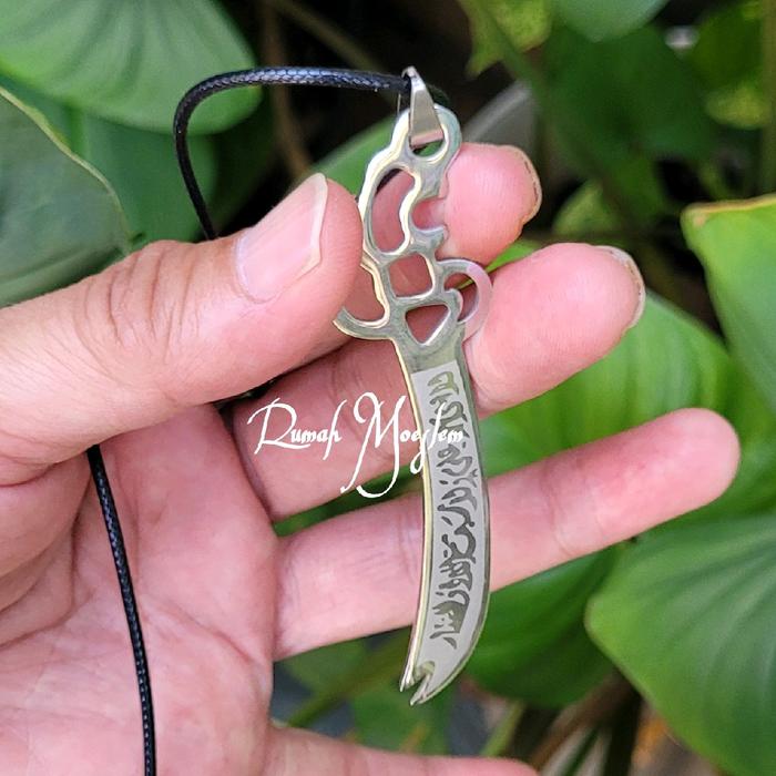 Kalung Pedang Zulfikar SILVER Liontin Muslim Kaligrafi Arab