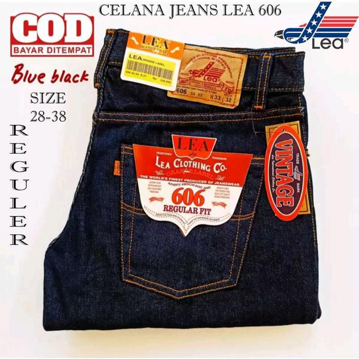Lea Celana Jeans Panjang Lea 606 Blue Black standar Regular Fit Size 27-40 Vintage Style
