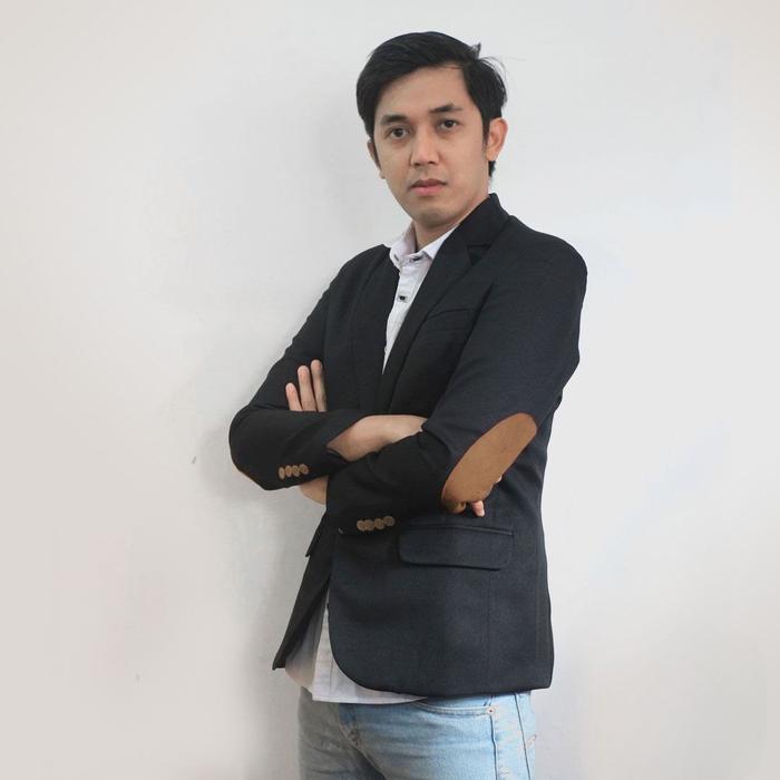 Blazer Pria Casual Elbow Semiwoll