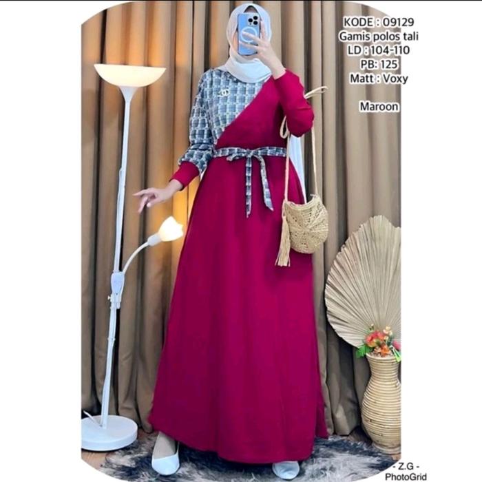 Gamis voxy modern/gamis moti dan polos