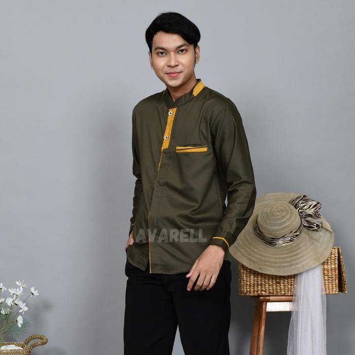 "SAMASE PEJE by AVARELL" Baju Kemeja Koko Kemko Fashion Muslim Kurta Pria Laki Laki Dewasa Lengan Pa