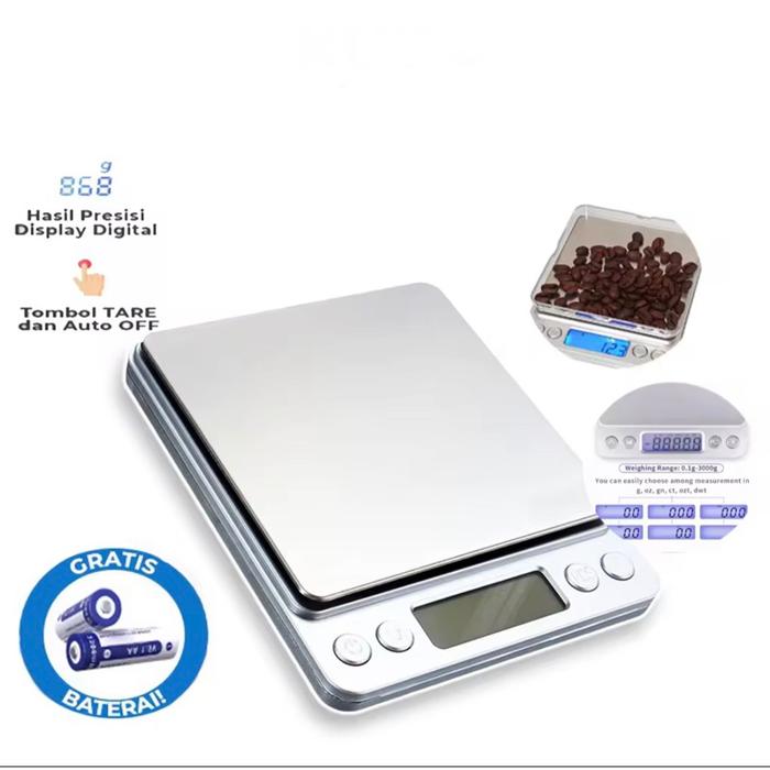 i 2000 timbangan emas digital 0.1g - 2kg / timbangan kopi / timbangan dapur mini 2000g accuracy 0.1