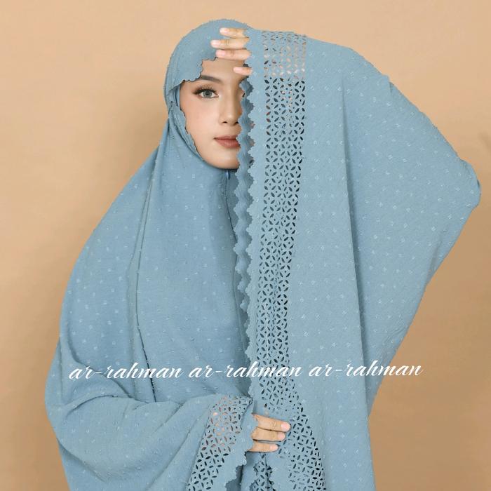 Ar-Rahman - Mukena Dewasa Laser cut Rayon Crinkle Uragiri Airflow Free Tass Kain Nyaman