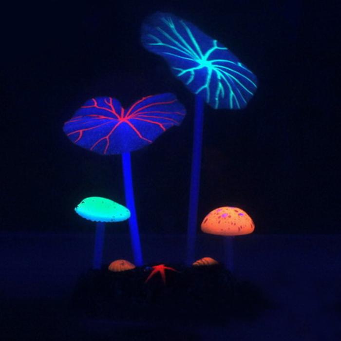 Mushroom Decor Luminous Silicon Simulation Aquarium Leaf Floating