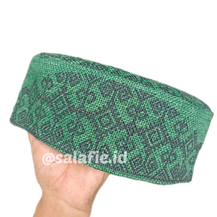 Peci Goni Hijau Motif Batik Songkok Kopiah Standar Dewasa Muslim